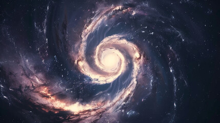 Celestial Whirl: Spiral Galaxy Perspective. Generative AI