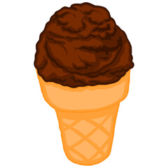 Chocolate Ice Cream Cone Vector
