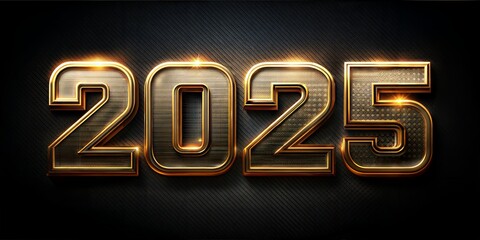 2025 new year text with golder effect on dark .