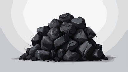 Heap of charcoal on grey background Vector illustration