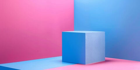 The background is completely mix Blue and Pink with no texture and the box is in the right hand side
