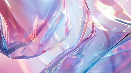 Shimmering Organic Glass Texture with Ethereal Reflections and Pastel Rainbow Hues