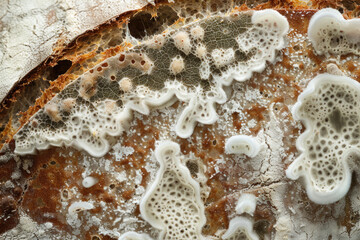 Macro photography of moldy bread due to moisture.

 - obrazy, fototapety, plakaty