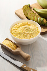 Banana flour, concept of cooking food, tasty banana flour