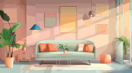 Interior of beautiful modern room Vector illustration