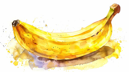 watercolor banana, clipart, white background, Generative AI