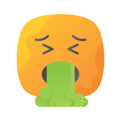 Get your hands on this trendy vomiting emoji icon design