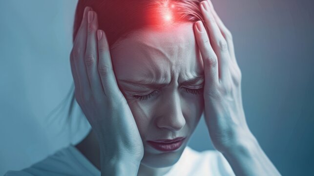 Pounding Headache: Person Grimacing, Clutching Head with Nausea