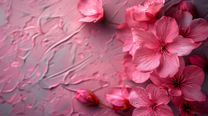 Pink flowers with a pink background