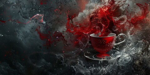 The background is completely mix Red and Silver with no texture and the Cup is in the right hand side
