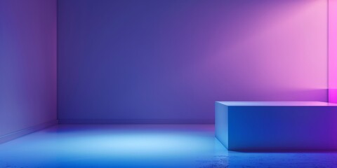 Obraz premium The background is completely mix Blue and Purple with no texture and the box is in the right hand side