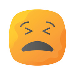 Painful expression, trendy icon of pain emoji, editable vector