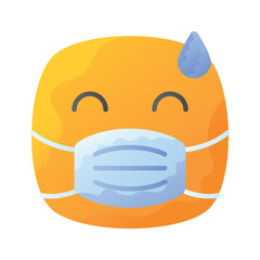 Ill emoji vector design, face mask on emoji face