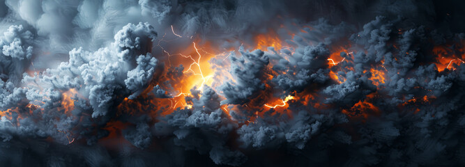 abstract background  smoky black and orange lightning 