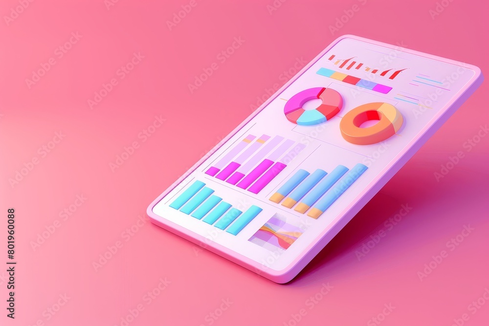 Poster a colorful graph is displayed on a pink background