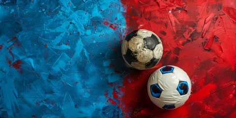 The background is completely mix Blue and Red with no texture and the Football is in the right hand side