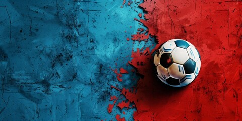 The background is completely mix Blue and Red with no texture and the Football is in the right hand side