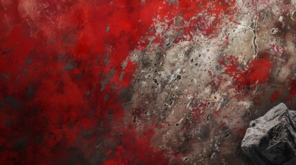 The background is completely mix Red and Silver with no texture and the rock in the right hand corner