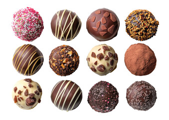 Assorted gourmet chocolate truffles, cut out - stock png.