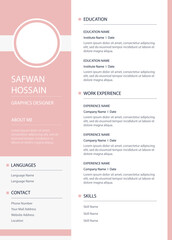 Modern Minimalist Company Interview CV Resume Template.Job Business Employment Professional Simple Infographic Elegant Cover Letter.Creative Personal Clean Profile Header Application Design