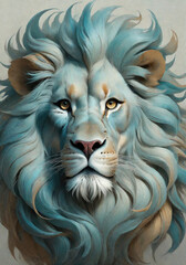 Fantasy Illustration of a wild animal lion. Digital art style wallpaper background.