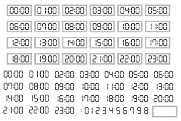 シンプルなデジタル時計の24時間アイコンセット