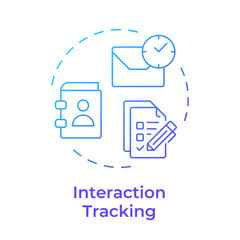 Interaction tracking blue gradient concept icon. User activity, email management. Round shape line illustration. Abstract idea. Graphic design. Easy to use in infographic, presentation