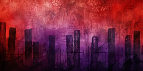 Obraz premium The background is completely mix red and Purple with no texture and the Fencing is in the right hand side