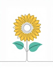 sunflower on white background wall art painting drawing