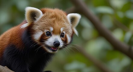 red panda eating bamboo