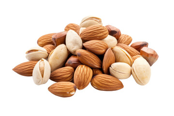 Whispers of Nature: a Cascade of Almonds. On a White or Clear Surface PNG Transparent Background.