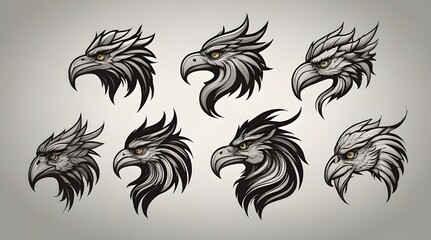 Obraz premium Hawk SilhouetteEagle with spread wings - cut out vector silhouette