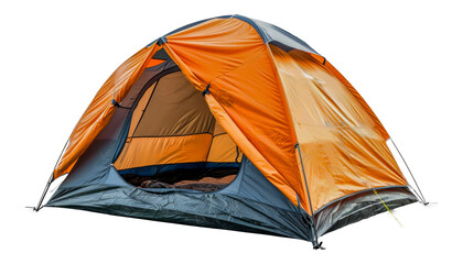 Orange camping tent, cut out - stock png.
