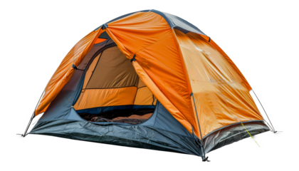 Orange camping tent, cut out - stock png.