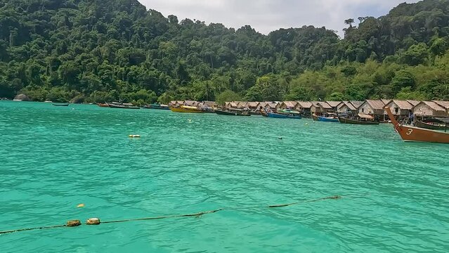 Moken community village. The Moken people group of sea gypsies who have permanent residence on Surin Islands Phang nga Thailand - Travel Andaman Sea and nature 