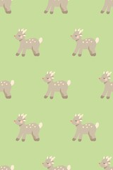 Christmas seamless pattern with deer, Cartoon animals