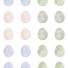 Seamless pattern with easter eggs, hand drawn illustration in watercolor style
