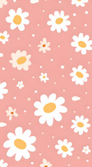 A pink background with a floral pattern of white flowers. The flowers are scattered throughout the image, with some larger and some smaller. Generative AI