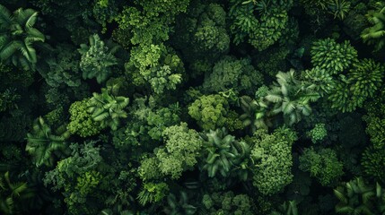Minimalist aerial view of Costa Rican rainforest canopy, showcasing the biodiversity of the region.