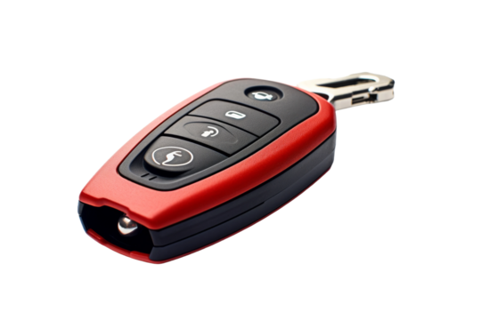 Crimson Noir: A Vibrant Keychain Dance. On a White or Clear Surface PNG Transparent Background.