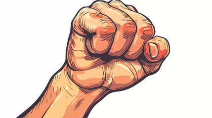 Male hand with clenched fist on white background Vector