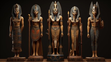 Statues of ancient Egyptian pharoahs.