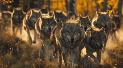 Wilderness Dynamics: Wolves Unleashing Coordinated Energy in Pursuit of Prey