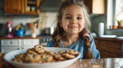 A young girl enjoys a light meal of biscuits and cheese at home after class.