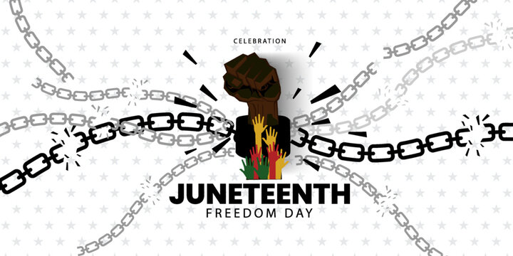 Juneteenth Day, African-American Independence Day, June 19. Juneteenth Celebrate Black Freedom. Juneteenth Freedom Day Background Design. Banner, Poster, Greeting Card. vector illustration