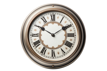 Timeless Elegance: A Serene Encounter With Roman Numerals. On a White or Clear Surface PNG Transparent Background.