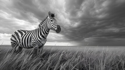 A robust zebra standing proudly on a grassy plain, 4k wallpaper
