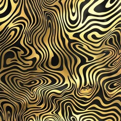Obraz premium Abstract swirling gold and black patterns creating a hypnotic visual texture.