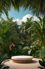 Obraz premium 3d podium with tropical background