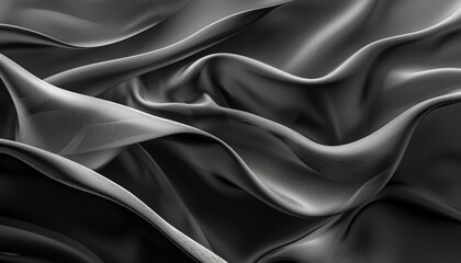 Obraz premium Smooth waves of grey silky fabric captured in motion, creating a soft and flowing texture